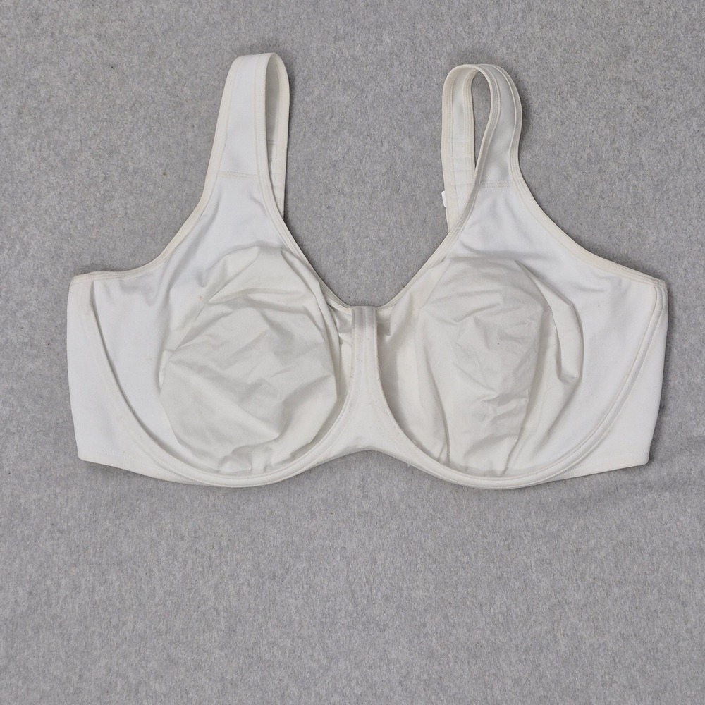 SYROKAN Women Sports Bra 46F White Underwired Wide Strap Unlined